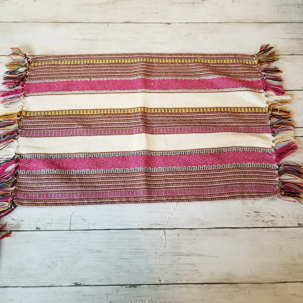 World Market Woven Multi Stripe Tassel Placemats Qty 4